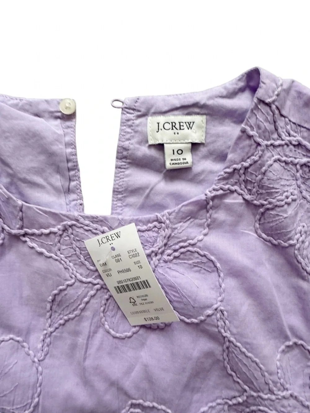 J. Crew Lavender Lace Puff-Sleeve Mini Dress